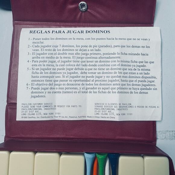 Vintage Dominoes By Pavilion With Instructions Case & 55 Dominoes - Picture 3 of 7